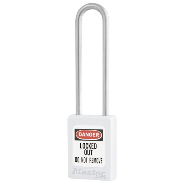 Master-Lock-Zenex-Safety-Padlock-PLO-S31LTWHT-Long-Stainless-Steel-Shackle