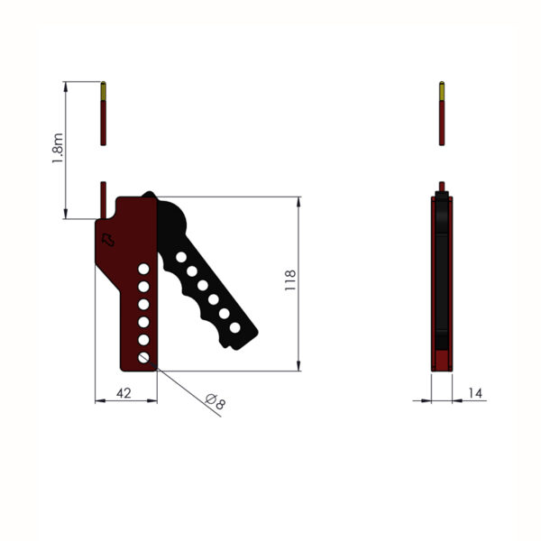 L32 cable lockout dimensions